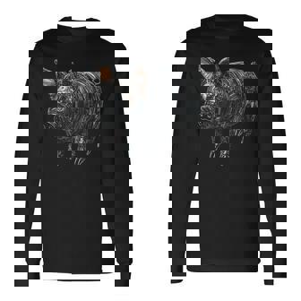 豚 動物 モチーフ アート 豚 長袖Tシャツ - Kawaiitshirt