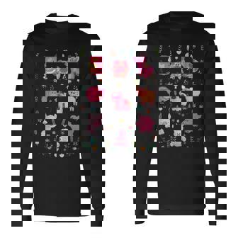 豚のかわいい刺しゅう 豚の恋人 長袖Tシャツ - Kawaiitshirt