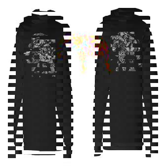 象 カラフル 象 絵画 レディース メンズ 長袖Tシャツ - Kawaiitshirt