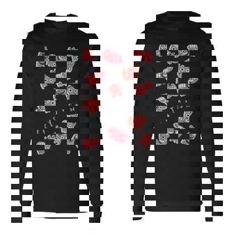 赤べこべこべこ 赤べこ 疫病退散 福島 会津 郷土玩具 民芸品 縁起物 可愛い カラフル メンズ レディース キッズ 長袖Tシャツ - Kawaiitshirt