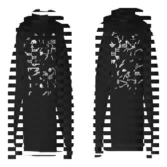 踊る骸骨 ゴシック 服 夏 原宿 ファッション パンク ハロウィン スケルトン 長袖Tシャツ - Kawaiitshirt