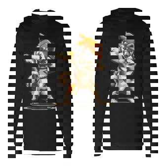 軽く叩く秋田犬 踊る軽く叩く犬 長袖Tシャツ - Kawaiitshirt