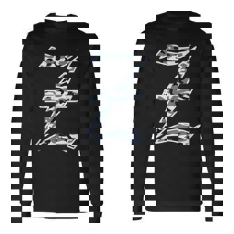 迷彩 アルファベット Z 古英語 大 カリグラフィー 文字 長袖Tシャツ - Kawaiitshirt