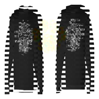 迷彩犬の足跡プリント アーミー犬 父親 長袖Tシャツ - Kawaiitshirt