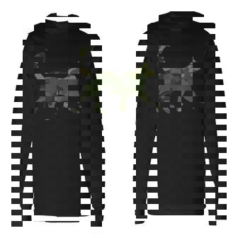 迷彩猫 面白い迷彩柄 アーミーミリタリーカラー 猫 長袖Tシャツ - Kawaiitshirt