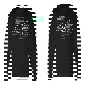 酒酔い道路案内標識 ほろ酔い 酩酊 泥酔 昏睡 二日酔い 悪酔い 酒好き 酒飲み 酒豪 面白い グッズ ふざけ 長袖Tシャツ - Kawaiitshirt