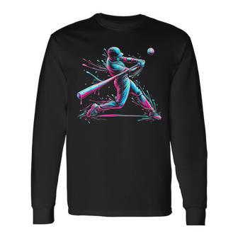 野球選手 野球好き ファン スポーツ アイスクリーム ドリップボーイ 長袖Tシャツ - Kawaiitshirt