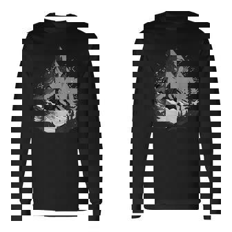 野生動物 自然 ハイキング ハイカー 森林 反射 山 長袖Tシャツ - Kawaiitshirt