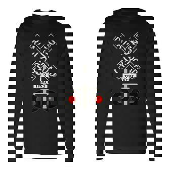 鉄道 踏切 ライト トラック 道路標識 長袖Tシャツ - Kawaiitshirt