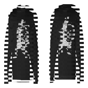 陽気な猫 太極拳ポーズ 格闘技 陰陽バランス 長袖Tシャツ - Kawaiitshirt