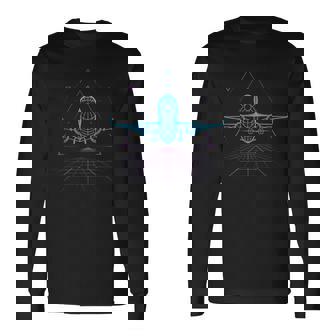 離陸 航空 フライト 未来的 飛行機 パイロット 長袖Tシャツ - Kawaiitshirt