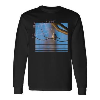 雪の妖精 北海道 日本の小鳥 青空 写真 長袖Tシャツ - Kawaiitshirt