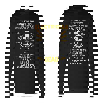 メンズ 電気工事士 電気 おもしろ電気工事士 長袖Tシャツ - Kawaiitshirt