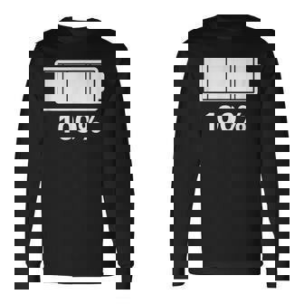 電池【100】バッテリー おもしろ 面白い ギャグ ネタ ウケ狙い 笑える ユーモア お笑い 個性的な 長袖Tシャツ - Kawaiitshirt