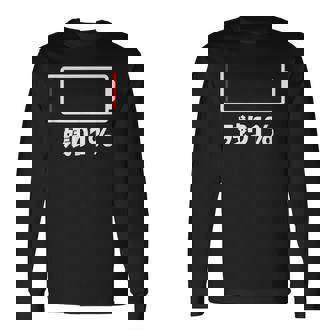 電池【残り1】バッテリー 電池切れ おもしろ 面白い ギャグ ネタ ウケ狙い 笑える ユーモア お笑い 個性的な 長袖Tシャツ - Kawaiitshirt