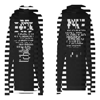 面白い Intj ソーシャルバッテリー 内向的 直感的 パーソナリティ 長袖Tシャツ - Kawaiitshirt