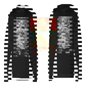 面白い かわいい 和食 アニメ アート スフィンクス 猫 寿司 シェフ 長袖Tシャツ - Kawaiitshirt