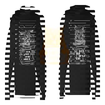 面白い 逮捕された犯罪者猫 マグショット I Hate People Cat Lover 長袖Tシャツ - Kawaiitshirt