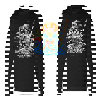 面白いtシャツ キャバリア 浮世絵 イヌ わんこ メンズ 犬好き グッズ おもしろ 面白い 服 ネタ わんこ 長袖Tシャツ - Kawaiitshirt