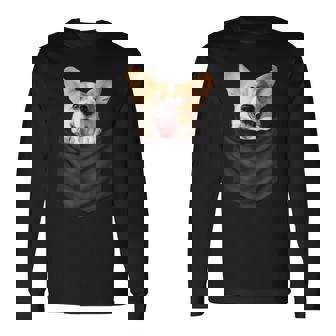 面白いtシャツ コーギー ポケット イヌ わんこ メンズ 犬好き グッズ おもしろ 面白い 服 ネタ 長袖Tシャツ - Kawaiitshirt