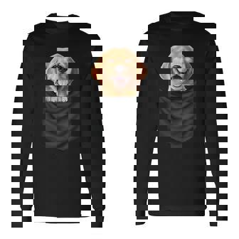 面白いtシャツ ゴールデンレトリバー 胸 ポケット イヌ メンズ 犬 グッズ おもしろ 面白い 服 ネタ 長袖Tシャツ - Kawaiitshirt