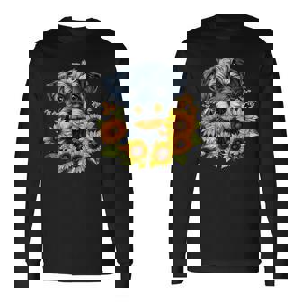 面白いtシャツ シュナウザー ひまわり イヌ メンズ 好き グッズ かわいい おもしろ 面白い 服 ネタ 長袖Tシャツ - Kawaiitshirt