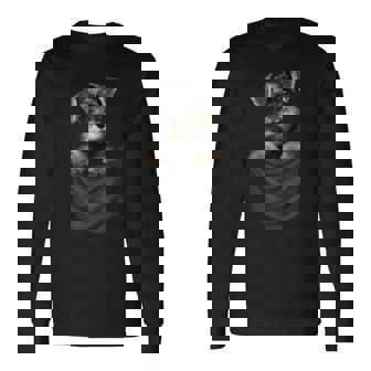 面白いtシャツ シュナウザー ポケット イヌ わんこ メンズ 犬好き グッズ おもしろ 面白い 服 ネタ 長袖Tシャツ - Kawaiitshirt