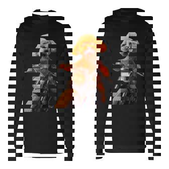 面白いtシャツ トイプードル バイク イヌ メンズ 犬好き グッズ かわいい おもしろ 面白い 服 ネタ 長袖Tシャツ - Kawaiitshirt