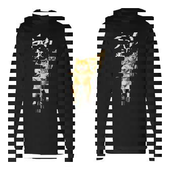 面白いtシャツ 柴犬 チャリで来た イヌ わんこ メンズ グッズ かわいい おもしろ 面白い 服 ネタ 長袖Tシャツ - Kawaiitshirt