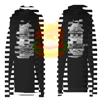 面白いtシャツ 柴犬 犬 イヌ ハンバーガー メンズ 犬好き グッズ かわいい おもしろ 面白い 服 ネタ 長袖Tシャツ - Kawaiitshirt