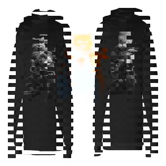 面白いtシャツ 猫 ネコ メンズ バイク 猫好き グッズ おもしろ 面白い 服 ネタ にゃんこ 猫の下僕 長袖Tシャツ - Kawaiitshirt