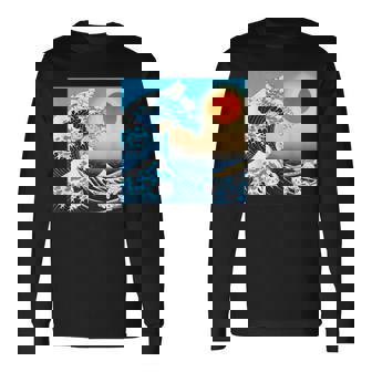 面白いtシャツ 猫 ネコ 浮世絵 海 メンズ 猫好き グッズ おもしろ 面白い 服 ネタ にゃんこ 猫の下僕 長袖Tシャツ - Kawaiitshirt