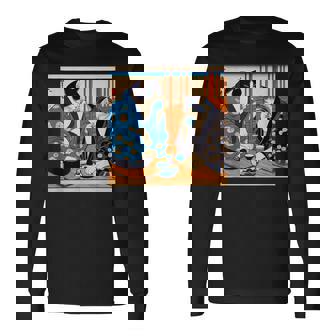 面白いtシャツ 猫 ネコ 酒 メンズ 猫好き グッズ おもしろ 面白い 服 ネタ にゃんこ 猫の下僕 浮世絵 長袖Tシャツ - Kawaiitshirt