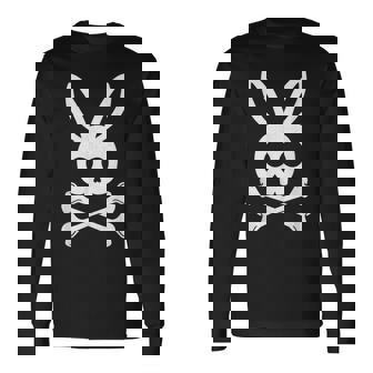 面白いイースターデー ジョリーロジャー バニー スカル ウサギ メンズ レディース 長袖Tシャツ - Kawaiitshirt