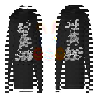 面白いイースタービデオゲームコントローラーと卵 長袖Tシャツ - Kawaiitshirt
