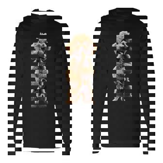 面白いオーケストラ サクソフォン ミュージシャン 落書き 犬 サックス 長袖Tシャツ - Kawaiitshirt