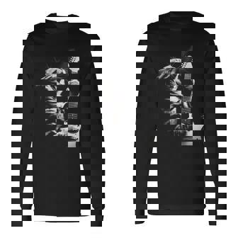 面白いギター 猫 ギターを弾く 長袖Tシャツ - Kawaiitshirt