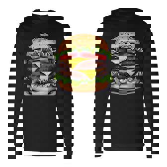 面白いチーズバーガーハンバーガーデザイン キッズ 男女兼用 長袖Tシャツ - Kawaiitshirt