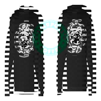 面白いパグ&コーヒー 長袖Tシャツ - Kawaiitshirt