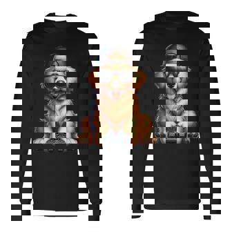 面白いビデオゲーム グラフィック イエロー ラブラドール犬 遊ぶゲーム 長袖Tシャツ - Kawaiitshirt