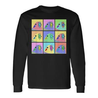 面白いポップアート オカメインコ かわいい鳥 オウム 長袖Tシャツ - Kawaiitshirt