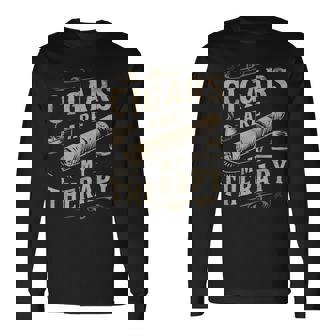 面白いユーモア葉巻は私のセラピー愛好家のお父さんです 長袖Tシャツ - Kawaiitshirt