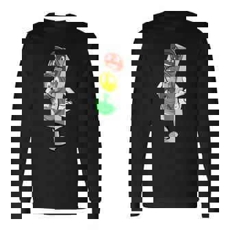 面白い信号機 コミック 漫画の信号機 長袖Tシャツ - Kawaiitshirt