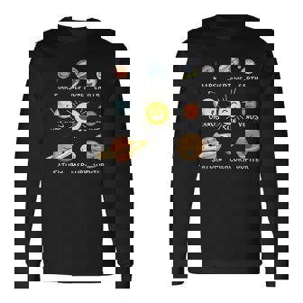 面白い太陽系-プラネット・スウィート・チルドレン物理学者 長袖Tシャツ - Kawaiitshirt