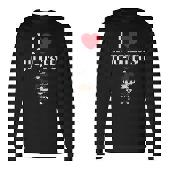 面白い柔術スポーツミニマリストかわいいシンプル柔術 I Love Jiu Jitsu 長袖Tシャツ - Kawaiitshirt