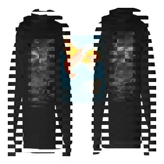 面白い燃えるようなエビスラムダンキングサメのミーム。 長袖Tシャツ - Kawaiitshirt