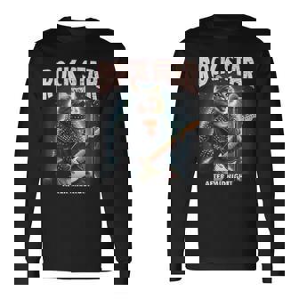 面白い猫 ギタリスト エレクトリックギター ロックスター 猫 長袖Tシャツ - Kawaiitshirt