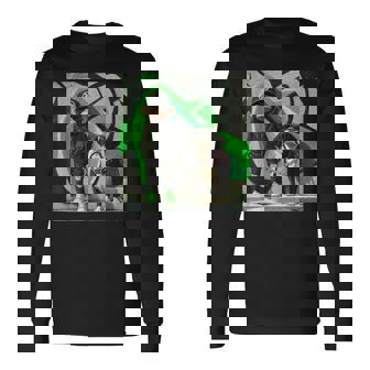 面白い猿と犬のグラフィックストリートウェアクールなデザイン 男性用 長袖Tシャツ - Kawaiitshirt