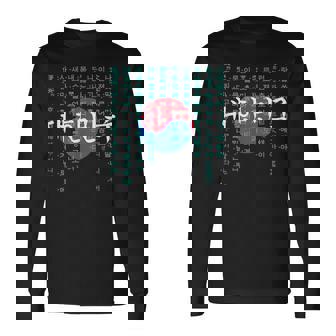 韓国国旗 ハングルアルファベット付き 長袖Tシャツ - Kawaiitshirt