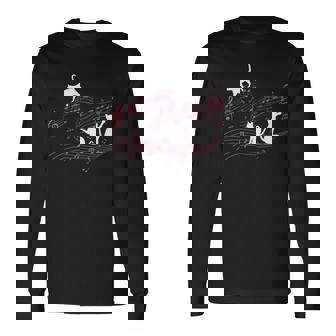 音符で遊ぶ3匹の猫 楽譜 長袖Tシャツ - Kawaiitshirt